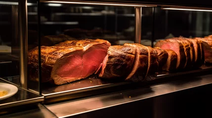 Foto op Plexiglas Steak rotisserie at the steakhouse, sliced picanha, Picanha © Tharshan