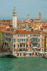 Panoramic view of Venice city, buildings, canals. Italy