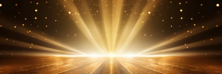 Fotobehang きらびやかなスポットライトに照らされた黄金のステージ　背景素材 © ayame123