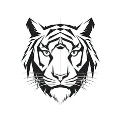 Obraz premium Tiger face on white background AI generative illustration