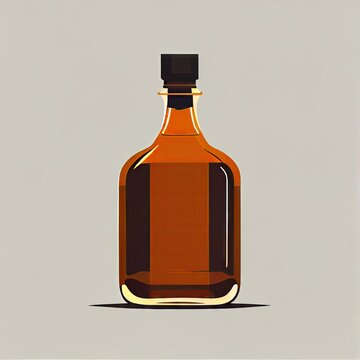 Vintage Whiskey Bottle Flat Icon, Wild West Bottles, Hard Alcohol Drink Image, Vintage Rum