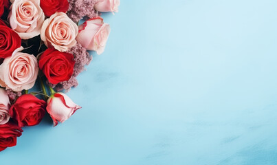 Elegant bouquet of pink roses against.