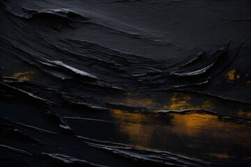 Closeup of abstract black texture background.. Oil, acrylic brushstroke, pallet knife paint on canvas (Generative Ai)	