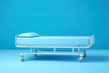 medical bed on blue background
