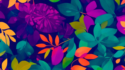 Abstract Colorful Leaves Pattern - Vibrant Nature-Inspired Design