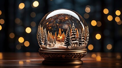 Fototapeta na wymiar A studio photo of a Christmas snow globe. Christmas snow globe. Generative AI