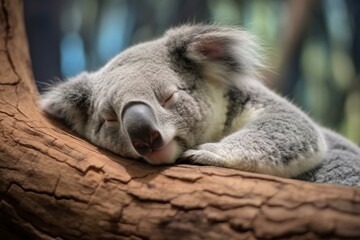 Relaxed koala sleeping. Generative AI