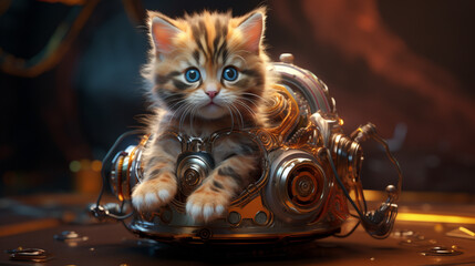 Kitten. Fantasy concept. Generative AI.