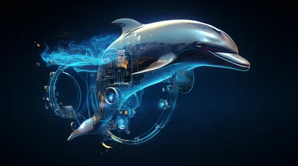 Schilderijen op glas Dolphin. Fantasy concept. Generative AI. © BoszyArtis