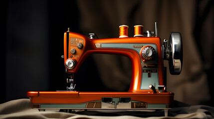 Retro sewing machine on a dark background