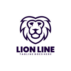 Vector lion line logo design line art