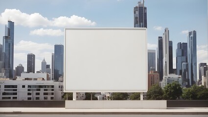 photo of a plain white billboard with an urban background during the day made by AI generative