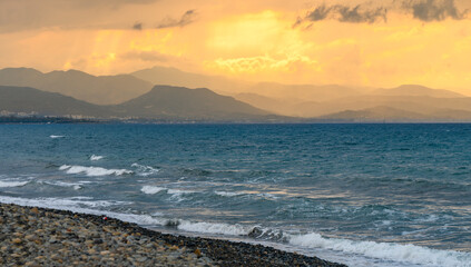 autumn sunset evening on the Mediterranean sea against the backdrop of mountains6