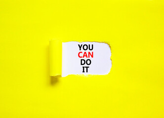 You can do it symbol. Concept word You can do it on beautiful white paper. Beautiful yellow paper background. Business motivational you can do it concept. Copy space.