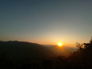 Village mountain sunset sunrise clouds Nepal 