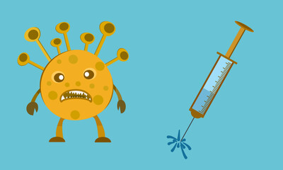 illustration of virus and injection useful for infographics elements, health, medicine, healing