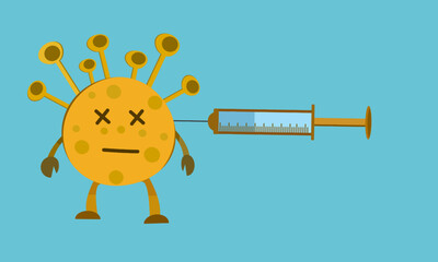 illustration of virus and injection useful for infographics elements, health, medicine, healing