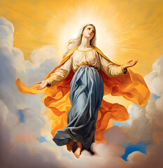 Portrait of lady of grace, Virgin Mary in the sky