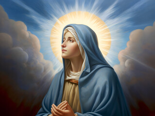 Portrait of lady of grace, Virgin Mary in the sky © ZAY WIN HTAI