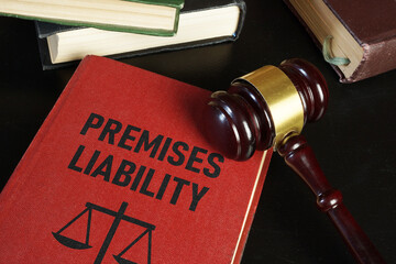 Premises liability is shown using the text on the book - obrazy, fototapety, plakaty