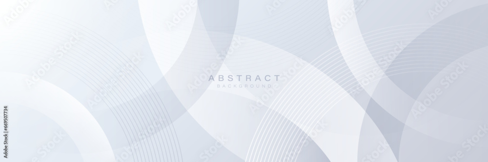 Poster white abstract banner with circular geometric shapes background. modern futuristic hi-technology con