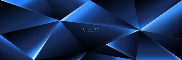Fototapeta premium Blue shiny abstract polygon background. Diamond jewel texture. Modern business banner concept. Vector illustration