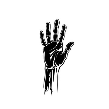 Dead man raising up hand on white AI generative illustration