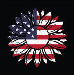 USA Flag In Sunflower Design