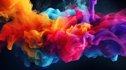 Smoke Splash of Colorful Paint on the Dark Background
