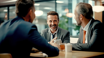 Fototapeta premium CEO MALE BUSINESSMAN LEADER DISCUSSING FUTURE WORK PLAN WITH THE EXECUTIVE MANAGEMENT TEAM. legal AI