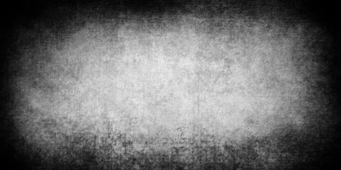 Abstract design with grunge black and white background . Old cement wall . scary dark texture of old paper parchment and .decorative plaster or concrete with vignette  paper texture design .Dark wall  - obrazy, fototapety, plakaty