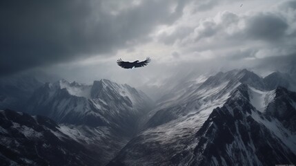 View from sky photography landscape condor flying Ai generated art