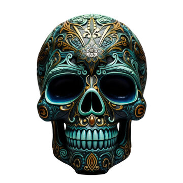 Day of the Dead Skull,  Mexican sugar skull design element for logo, emblem, sign, poster, card, banner.