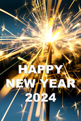 Celebrating the New Year: Sparkling Joy with Burning Sparklers in the Night Greeting Card Mail 2024
