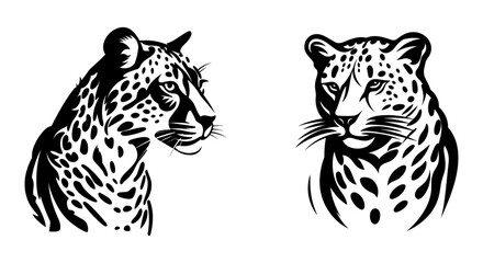 set of cheetah, mascot logo, leopard silhouette, vector illustration, Generative Ai.