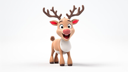 3D cartoon christmas reindeer with white background