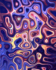 Abstract liquid space pattern art with circles and waves