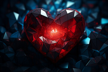 abstract image showcasing geometric shapes intertwining to create a heart, reflecting the complex...