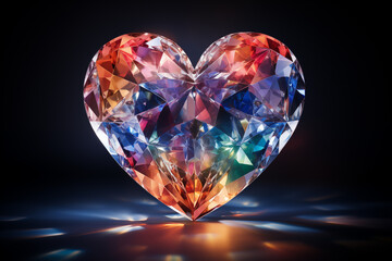 Fototapeta premium abstract photo of a heart-shaped prism dispersing light into a spectrum of colors, symbolizing the diversity of love. Valentine's Day