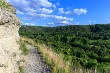 Fototapeta na wymiar A hiking trail in the limestone slopes near the city of jena, thuringia, germany