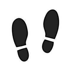 A hand-drawn cartoon icon of a human footprint on a white background.