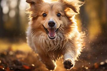 Portrait of a dog runing, Generative AI - obrazy, fototapety, plakaty