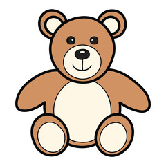 Fototapeta premium Hand-drawn cartoon teddy bear on a white background.