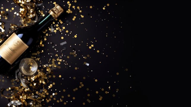 New Years Eve Celebration Background with Champagne.