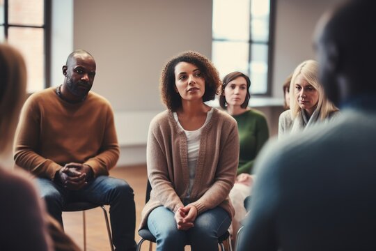 Clinical Trial Participants Sharing Their Experiences In A Support Group.