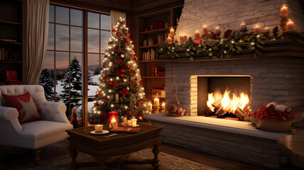 Atmosphere in a cozy home on a magical Christmas Eve