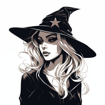 sketch of a witchy girl - generative ai
