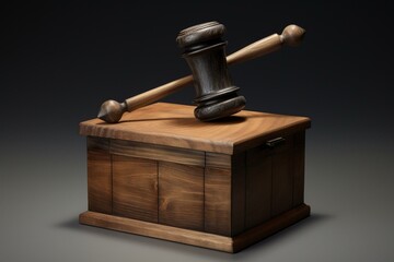 Container with wooden gavel. Generative AI