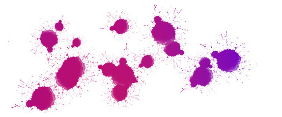 Pink purple paint splashes on transparent background clip art