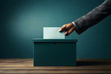 Hand holding ballot paper for election vote concept background